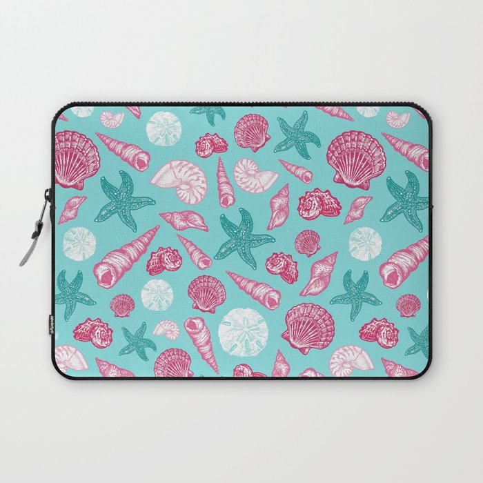 Seashell Pattern - Pink and mint Laptop Sleeve Gallery Image 1