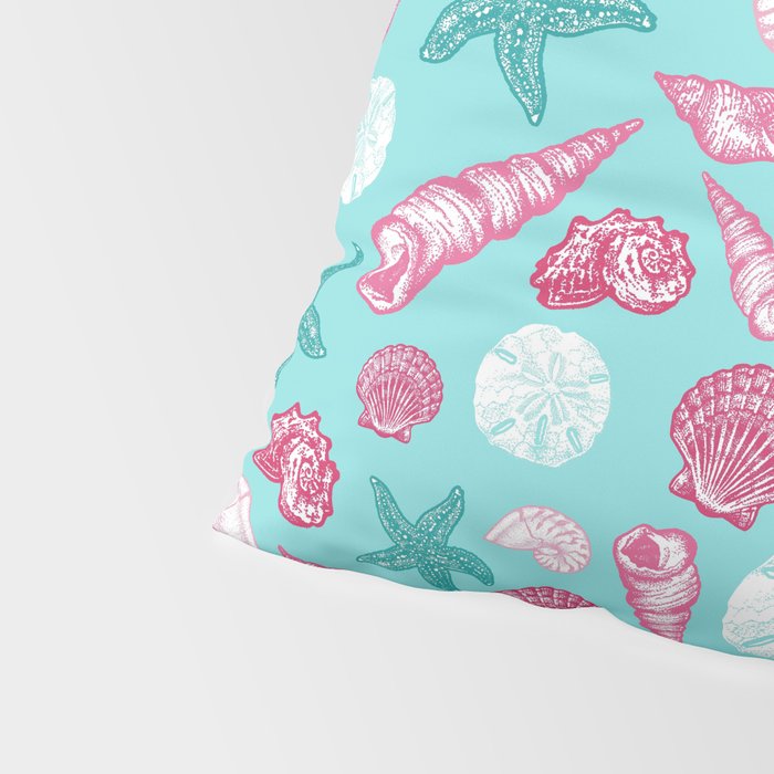 Seashell Pattern - Pink and mint Pillow Sham Gallery Image 4