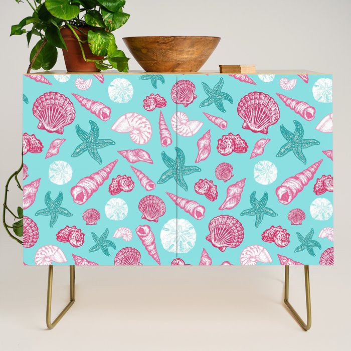Seashell Pattern - Pink and mint Credenza Gallery Image 1