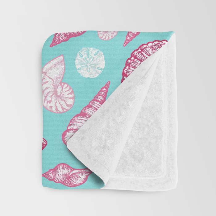 Seashell Pattern - Pink and mint Throw Blanket Gallery Image 3