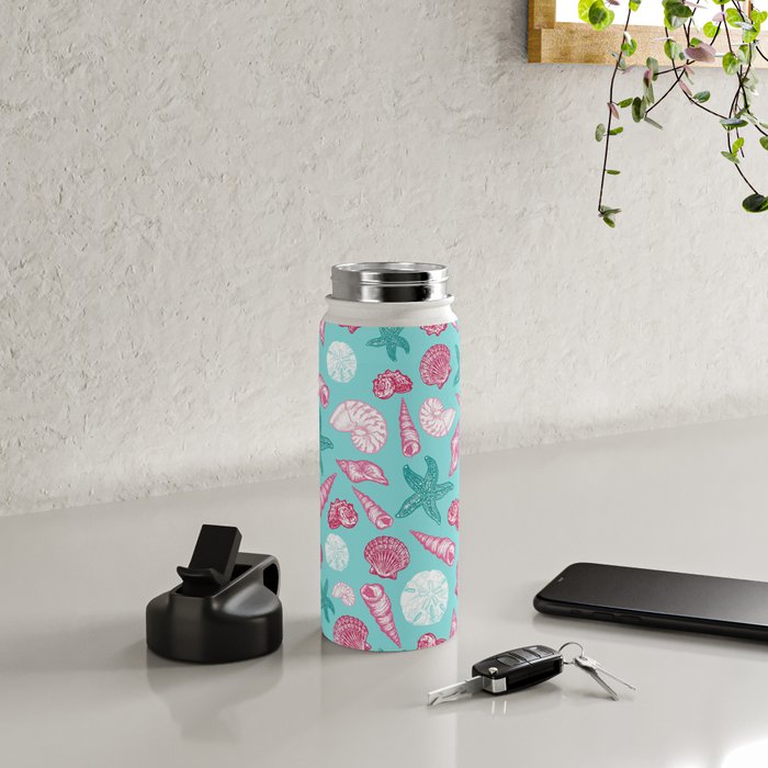 Seashell Pattern - Pink and mint Water Bottle Gallery Image 4