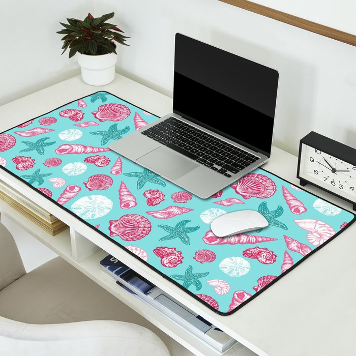 Seashell Pattern - Pink and mint Desk Mat Gallery Image 2