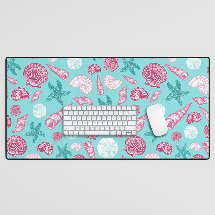 Seashell Pattern - Pink and mint Desk Mat Gallery Image 1