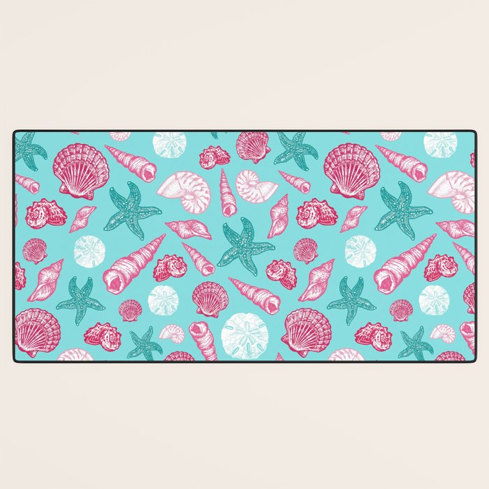 Seashell Pattern - Pink and mint Desk Mat Gallery Image 3