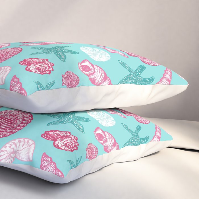 Seashell Pattern - Pink and mint Pillow Sham Gallery Image 3