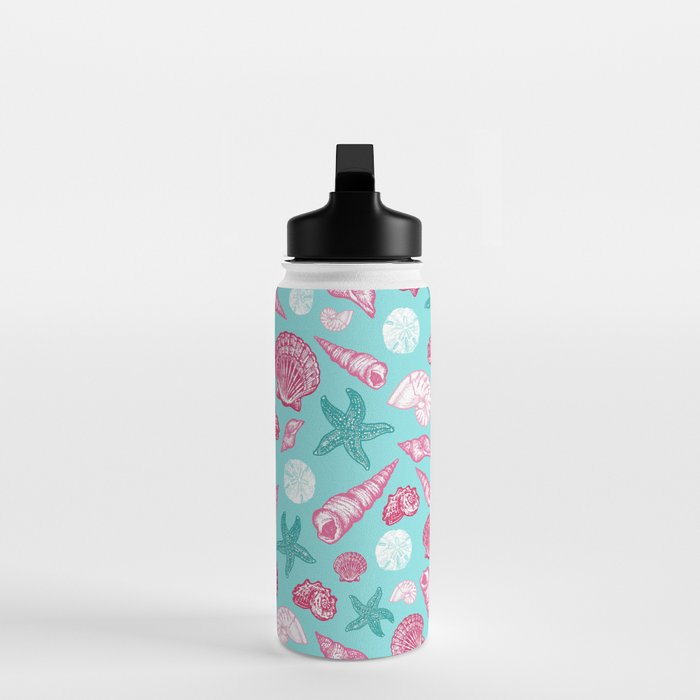 Seashell Pattern - Pink and mint Water Bottle Gallery Image 3