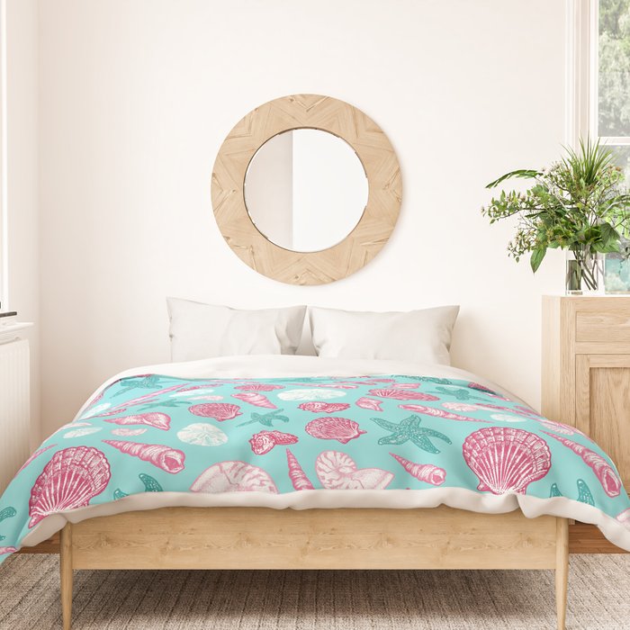 Seashell Pattern - Pink and mint Duvet Cover Gallery Image 3