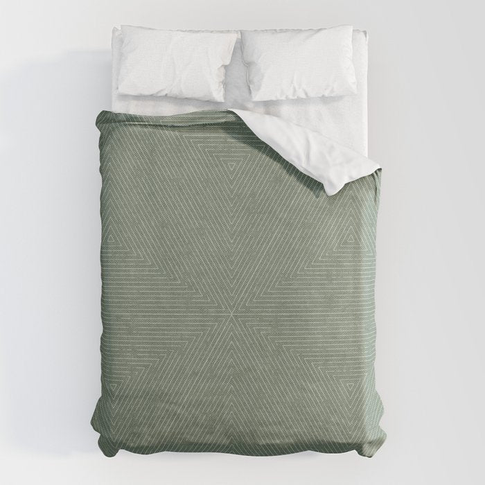 boho triangle stripes - sage Duvet Cover Gallery Image 6