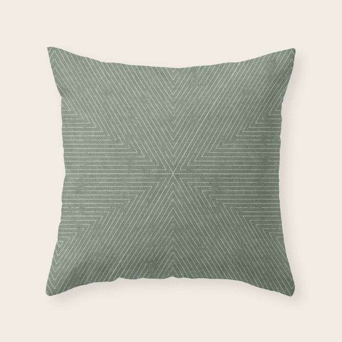 boho triangle stripes - sage Throw Pillow Gallery Image 6