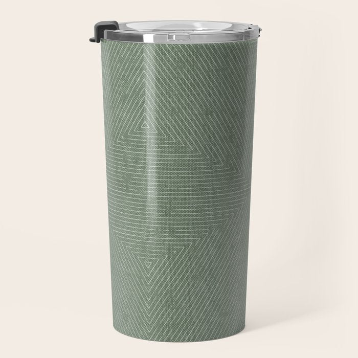 boho triangle stripes - sage Travel Mug Gallery Image 3