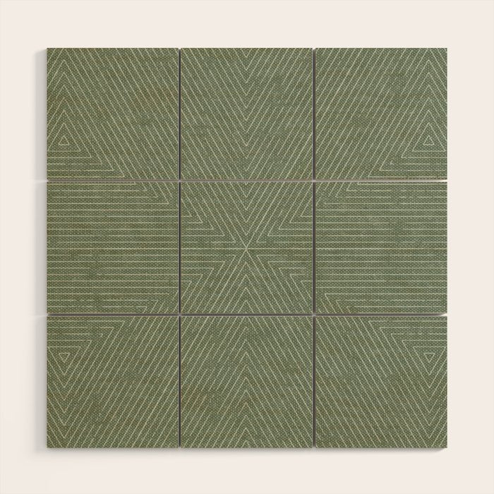 boho triangle stripes - sage Wood Wall Art Gallery Image 1