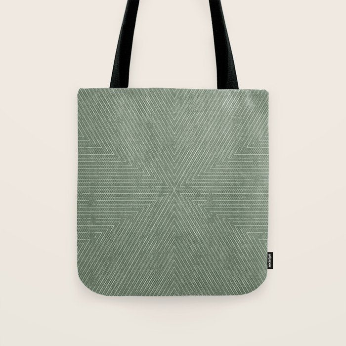 boho triangle stripes - sage Tote Bag Gallery Image 1