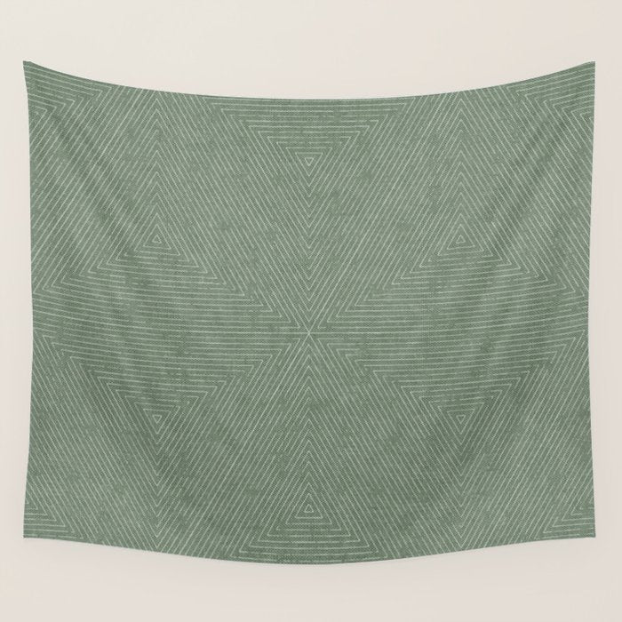boho triangle stripes - sage Wall Tapestry Gallery Image 4