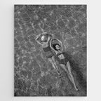 Vintage 1948 women swimming fashion photoshoot fun in the summertime black and white photographic art print Jigsaw Puzzle Gallery Image 1