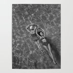 Vintage 1948 women swimming fashion photoshoot fun in the summertime black and white photographic art print Poster Gallery Image 4