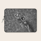 Vintage 1948 women swimming fashion photoshoot fun in the summertime black and white photographic art print Laptop Sleeve Gallery Image 1