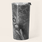 Vintage 1948 women swimming fashion photoshoot fun in the summertime black and white photographic art print Travel Mug Gallery Image 2