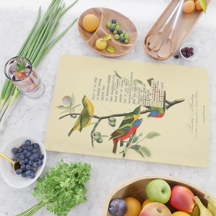 Painted Bunting from 'An Almanac of Birds - Divinations for Uncertain Days' (almanacofbirds.org) Cutting Board Gallery Image 2