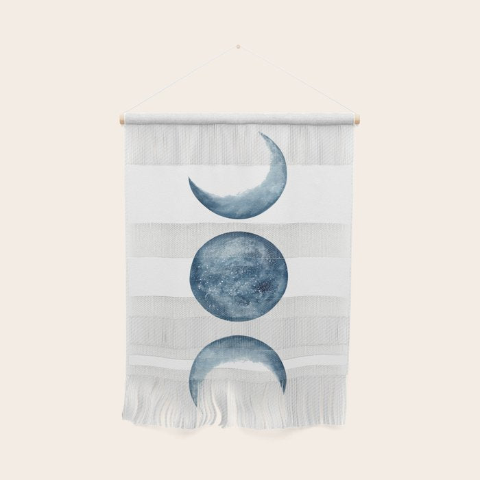 Blue Moon Phases Watercolor Wall Hanging Gallery Image 1
