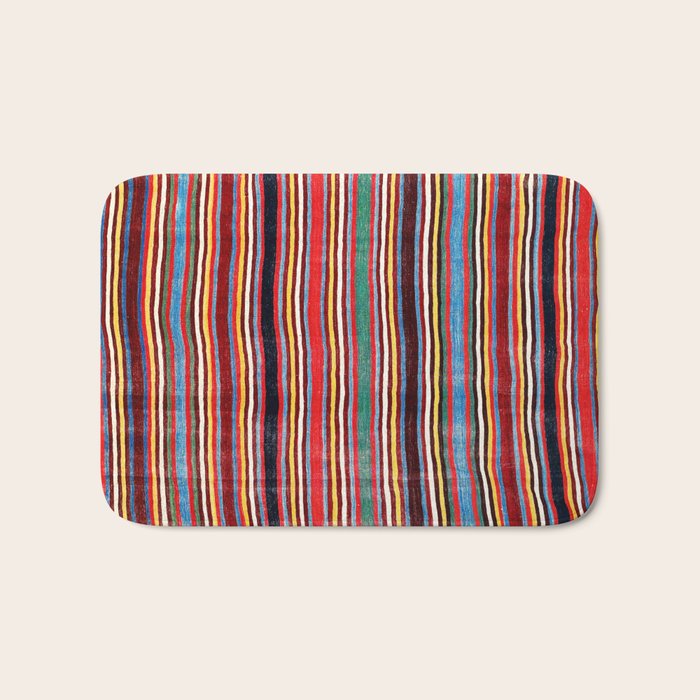 Qashqaâi Antique Fars Southwest Persian Striped Kilim Print Bath Mat Gallery Image 1