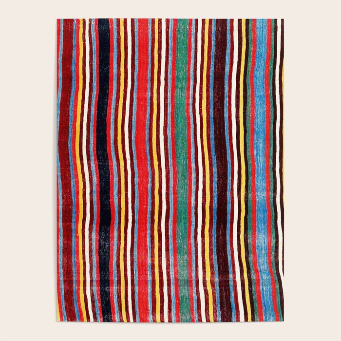 Qashqaâi Antique Fars Southwest Persian Striped Kilim Print Poster Gallery Image 4