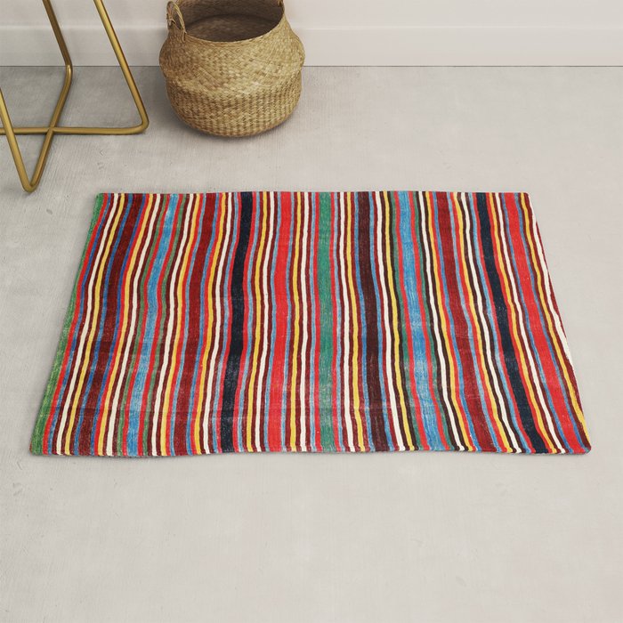 Qashqaâi Antique Fars Southwest Persian Striped Kilim Print Rug Gallery Image 1