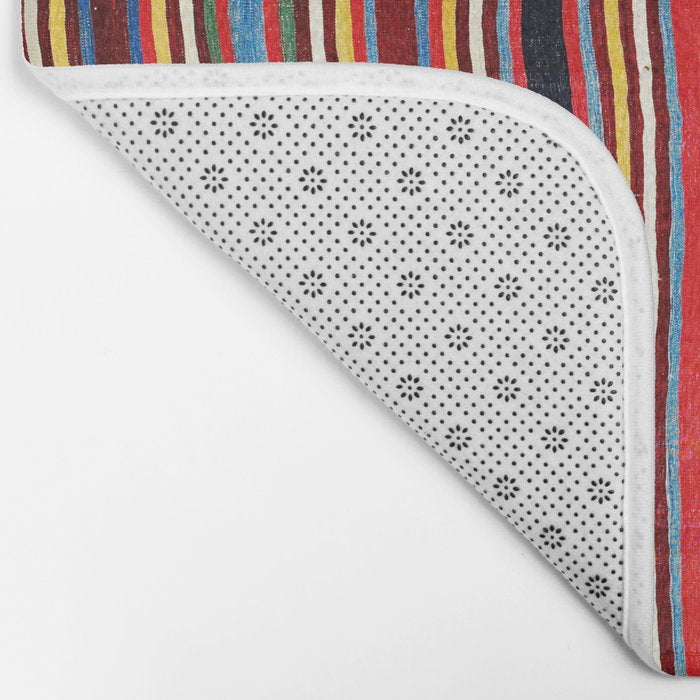 Qashqaâi Antique Fars Southwest Persian Striped Kilim Print Bath Mat Gallery Image 2
