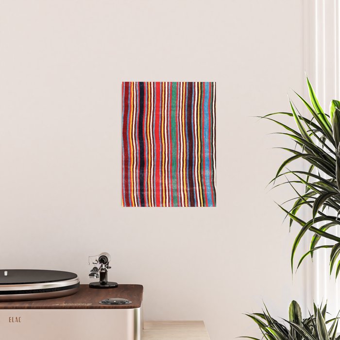 Qashqaâi Antique Fars Southwest Persian Striped Kilim Print Poster Gallery Image 2