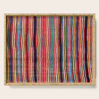Qashqaâi Antique Fars Southwest Persian Striped Kilim Print Serving Tray Gallery Image 1