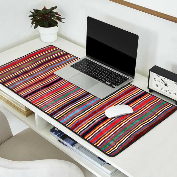 Qashqaâi Antique Fars Southwest Persian Striped Kilim Print Desk Mat Gallery Image 2