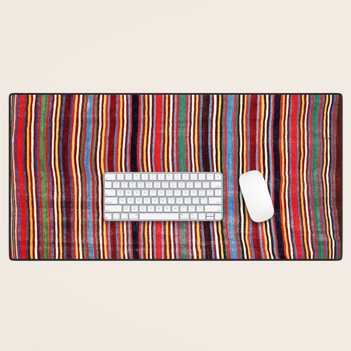 Qashqaâi Antique Fars Southwest Persian Striped Kilim Print Desk Mat Gallery Image 1