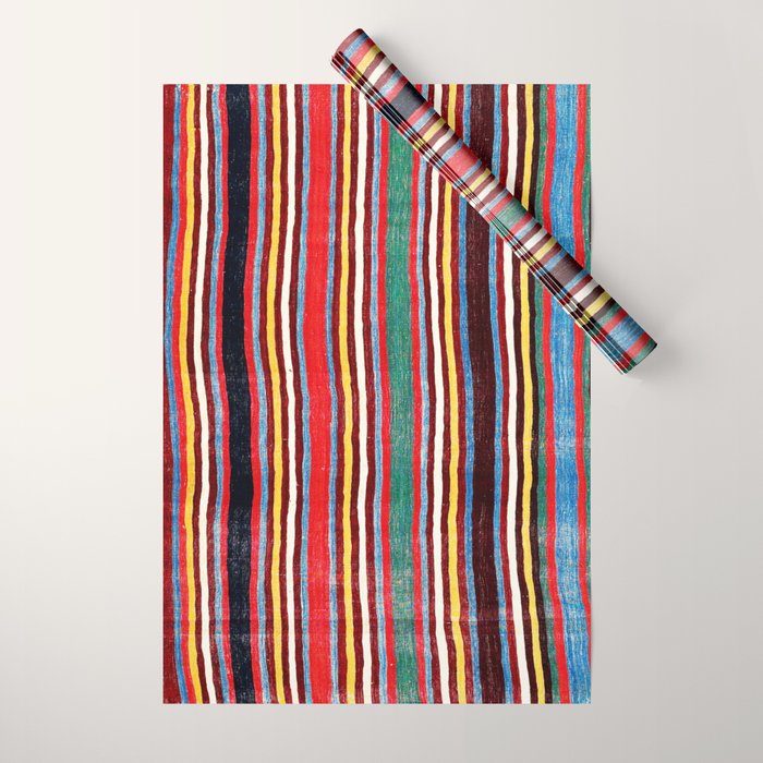 Qashqaâi Antique Fars Southwest Persian Striped Kilim Print Wrapping Paper Gallery Image 1