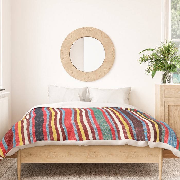 Qashqaâi Antique Fars Southwest Persian Striped Kilim Print Duvet Cover Gallery Image 3