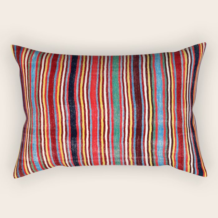 Qashqaâi Antique Fars Southwest Persian Striped Kilim Print Rectangular Pillow Gallery Image 1