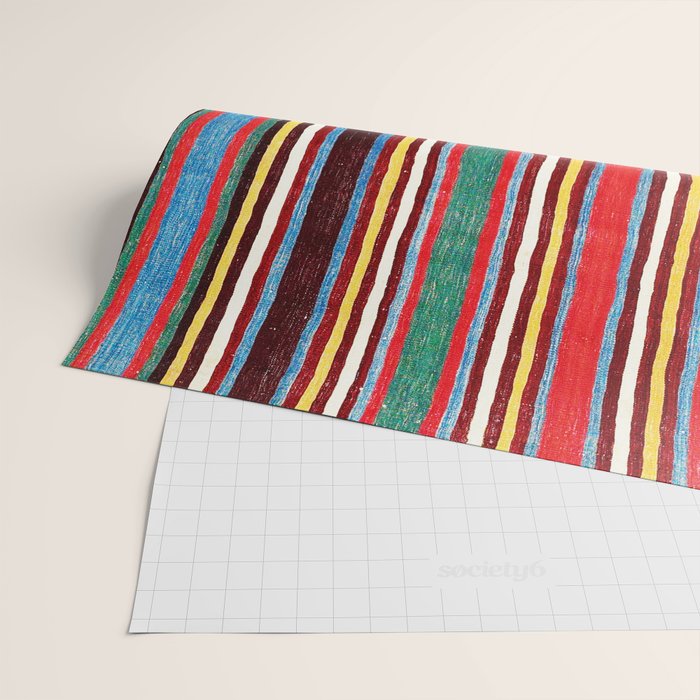 Qashqaâi Antique Fars Southwest Persian Striped Kilim Print Wrapping Paper Gallery Image 2