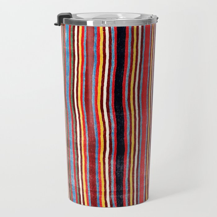 Qashqaâi Antique Fars Southwest Persian Striped Kilim Print Travel Mug Gallery Image 3