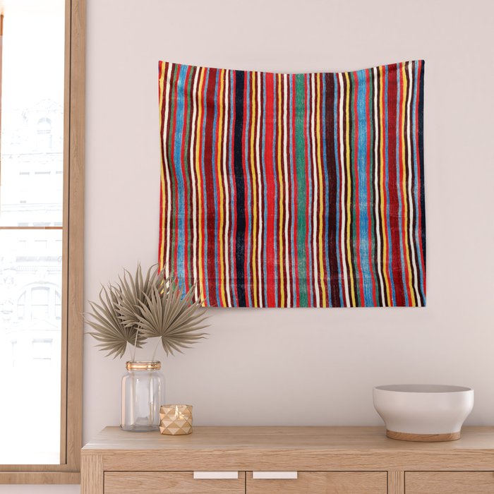 Qashqaâi Antique Fars Southwest Persian Striped Kilim Print Wall Tapestry Gallery Image 2