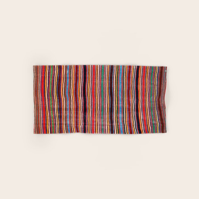 Qashqaâi Antique Fars Southwest Persian Striped Kilim Print Bath Towel Gallery Image 1