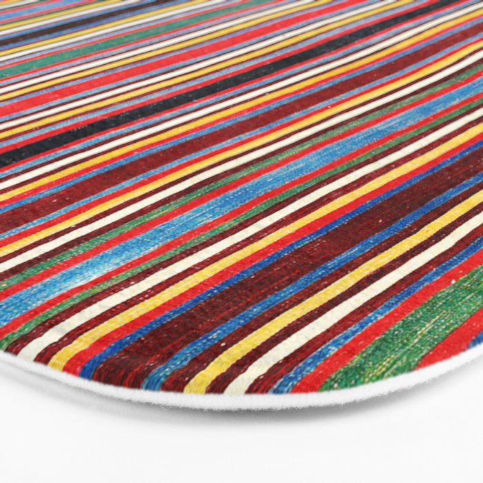Qashqaâi Antique Fars Southwest Persian Striped Kilim Print Bath Mat Gallery Image 3
