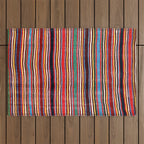 Qashqaâi Antique Fars Southwest Persian Striped Kilim Print Outdoor Rug Gallery Image 1