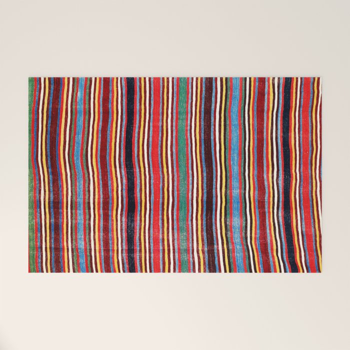 Qashqaâi Antique Fars Southwest Persian Striped Kilim Print Welcome Mat Gallery Image 1