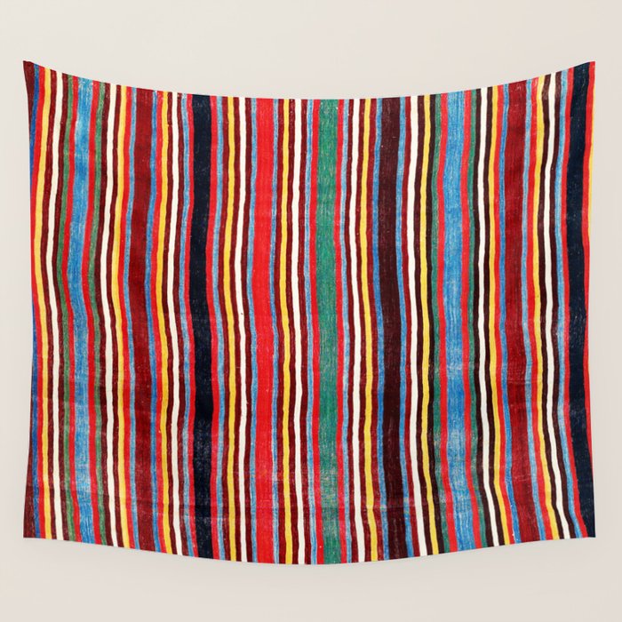 Qashqaâi Antique Fars Southwest Persian Striped Kilim Print Wall Tapestry Gallery Image 1