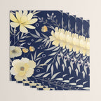 Modern, Boho, Floral Prints, Blue and Yellow Wrapping Paper Gallery Image 3