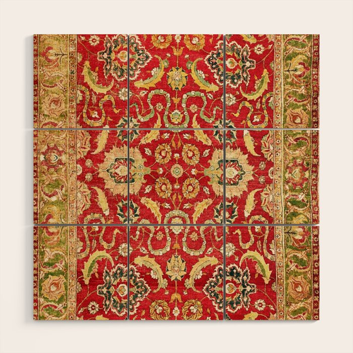 Isphahan Antique Central Persian Rug Print Wood Wall Art Gallery Image 1