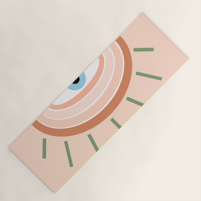 Retro evil eye - neutrals Yoga Mat Gallery Image 1