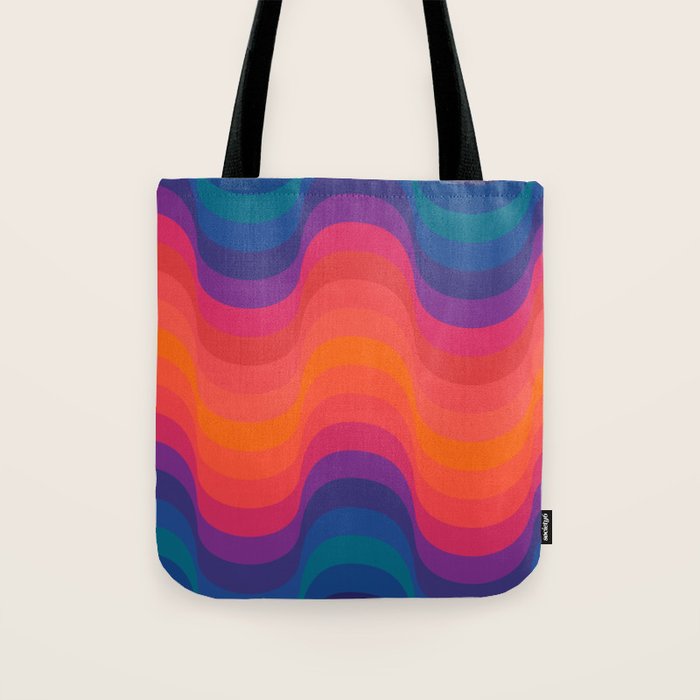 Retro Sacred Geometry | 80s Wavy Vibe Tote Bag Gallery Image 1