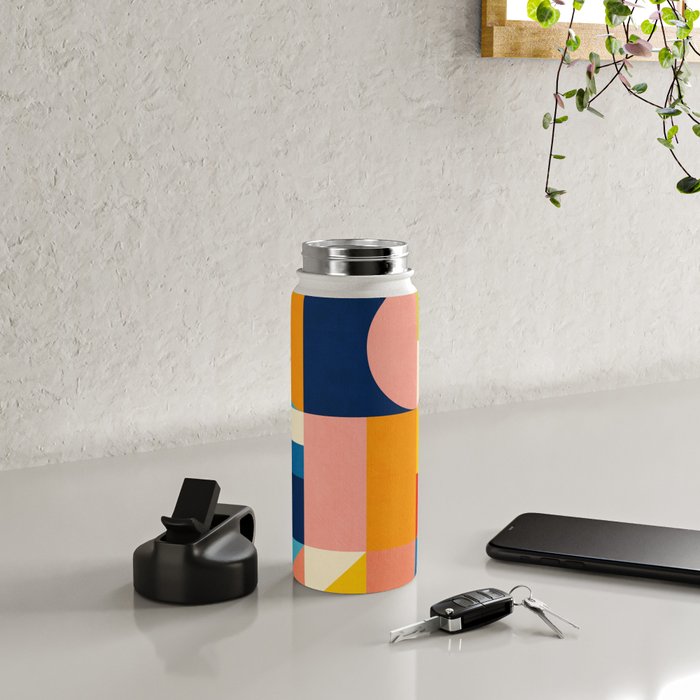 Bold Colorful Geometric Design Bright Vibrant Artwork Water Bottle Gallery Image 4