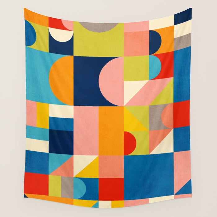 Bold Colorful Geometric Design Bright Vibrant Artwork Wall Tapestry Gallery Image 4