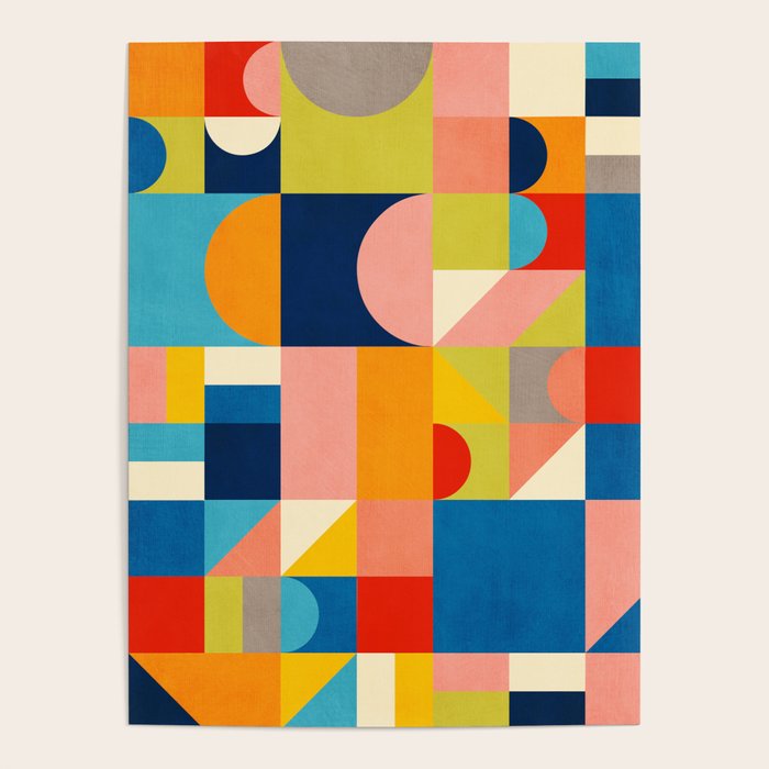 Bold Colorful Geometric Design Bright Vibrant Artwork Poster Gallery Image 4