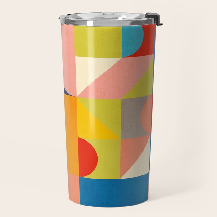 Bold Colorful Geometric Design Bright Vibrant Artwork Travel Mug Gallery Image 2